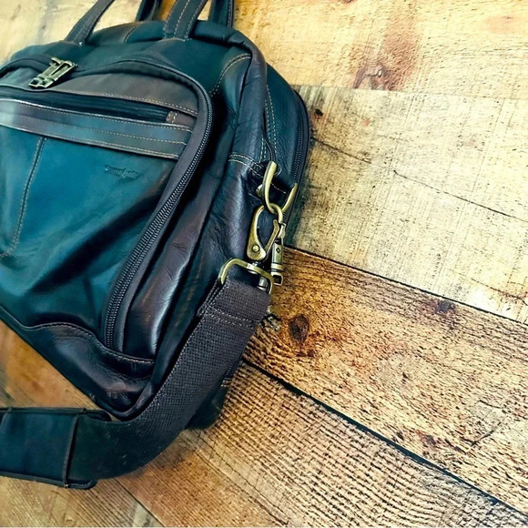 Vintage Samsonite Genuine Leather Portfolio/Briefcase/Laptop Messenger Bag - Picture 3 of 15